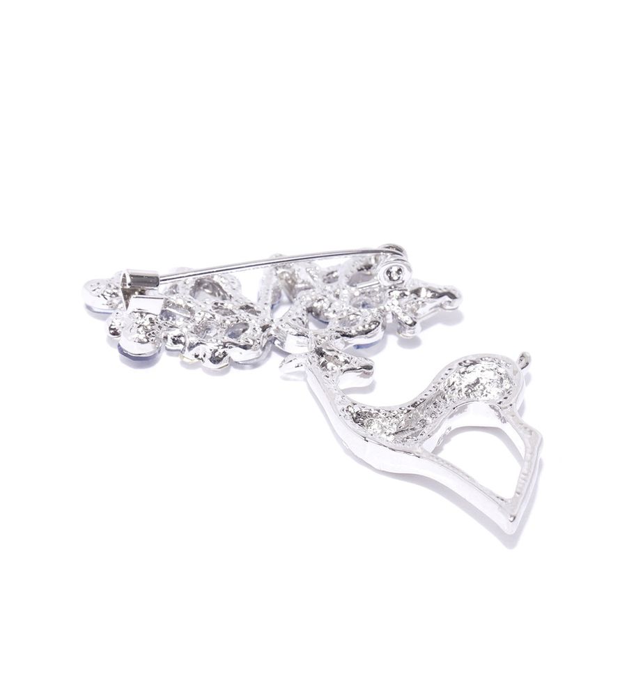 YouBella Stylish Latest Design Crystal Jewellery Silver Plated Brooches for Women (Silver) (YB_Brooch_78)