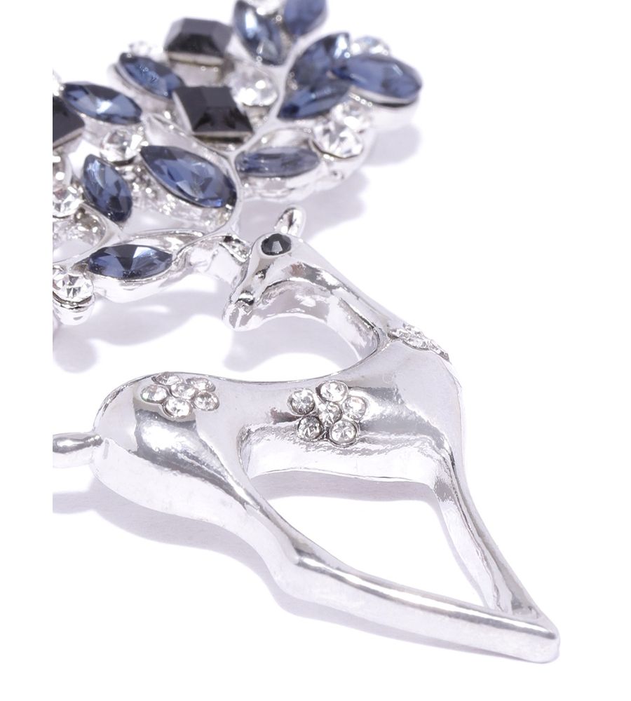 YouBella Stylish Latest Design Crystal Jewellery Silver Plated Brooches for Women (Silver) (YB_Brooch_78)