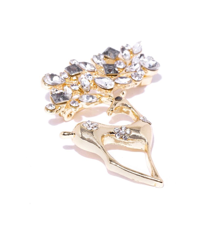 YouBella Stylish Latest Design Crystal Jewellery Gold Plated Brooches for Women (Golden) (YB_Brooch_79)