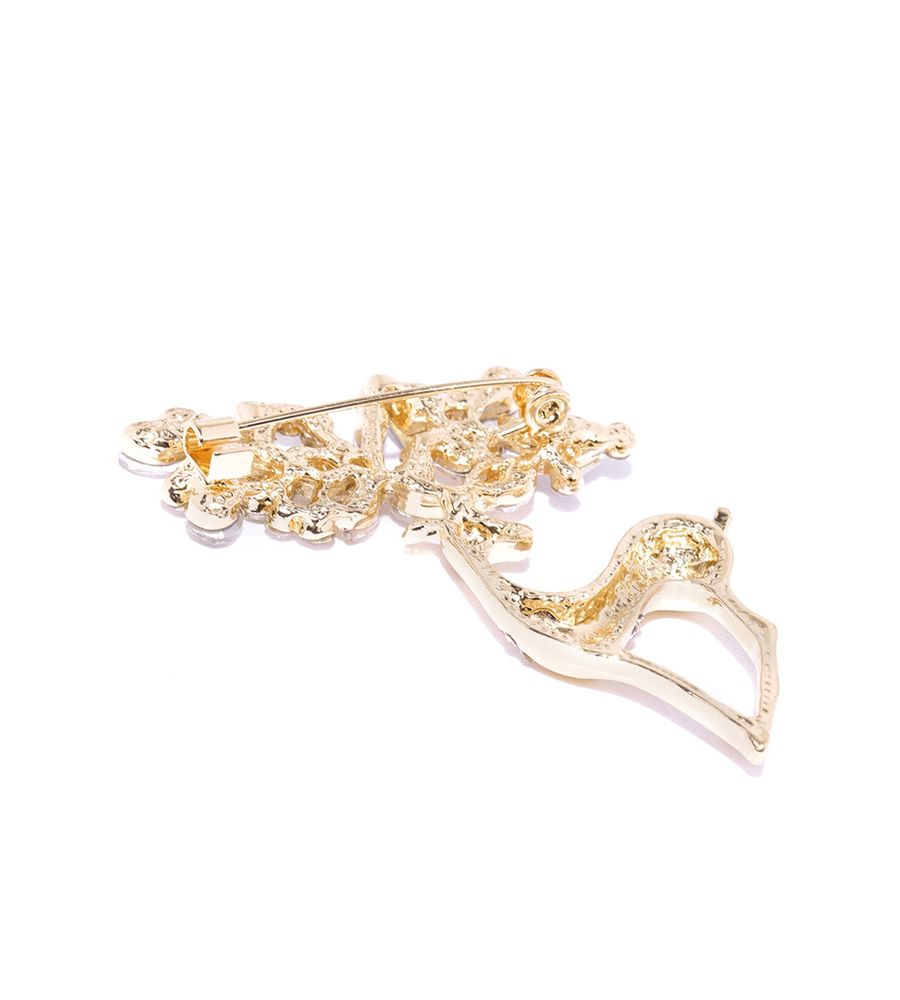 YouBella Stylish Latest Design Crystal Jewellery Gold Plated Brooches for Women (Golden) (YB_Brooch_79)