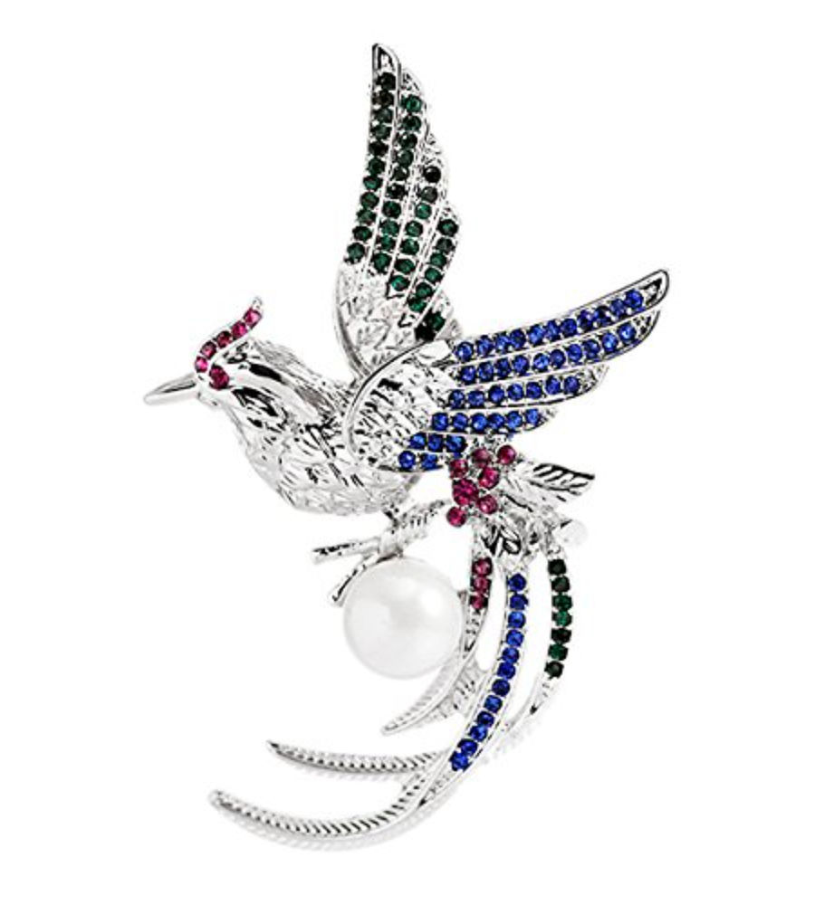 YouBella Jewellery  Collection Multicoloured Crystal Bird Shape Brooch for Men and Women
