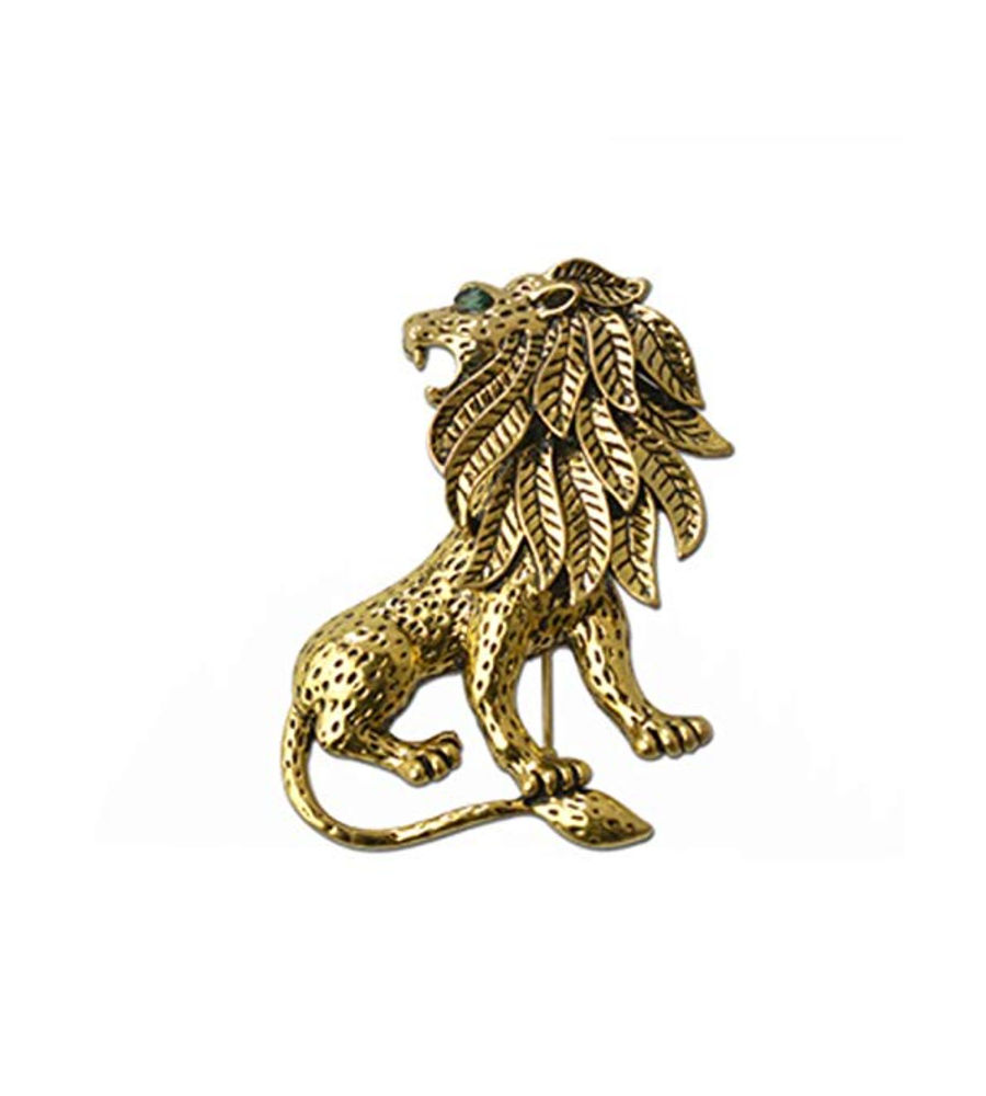 YouBella Jewellery Latest Stylish Crystal Unisex Lion Brooch for Women/Girls/Men (Silver)