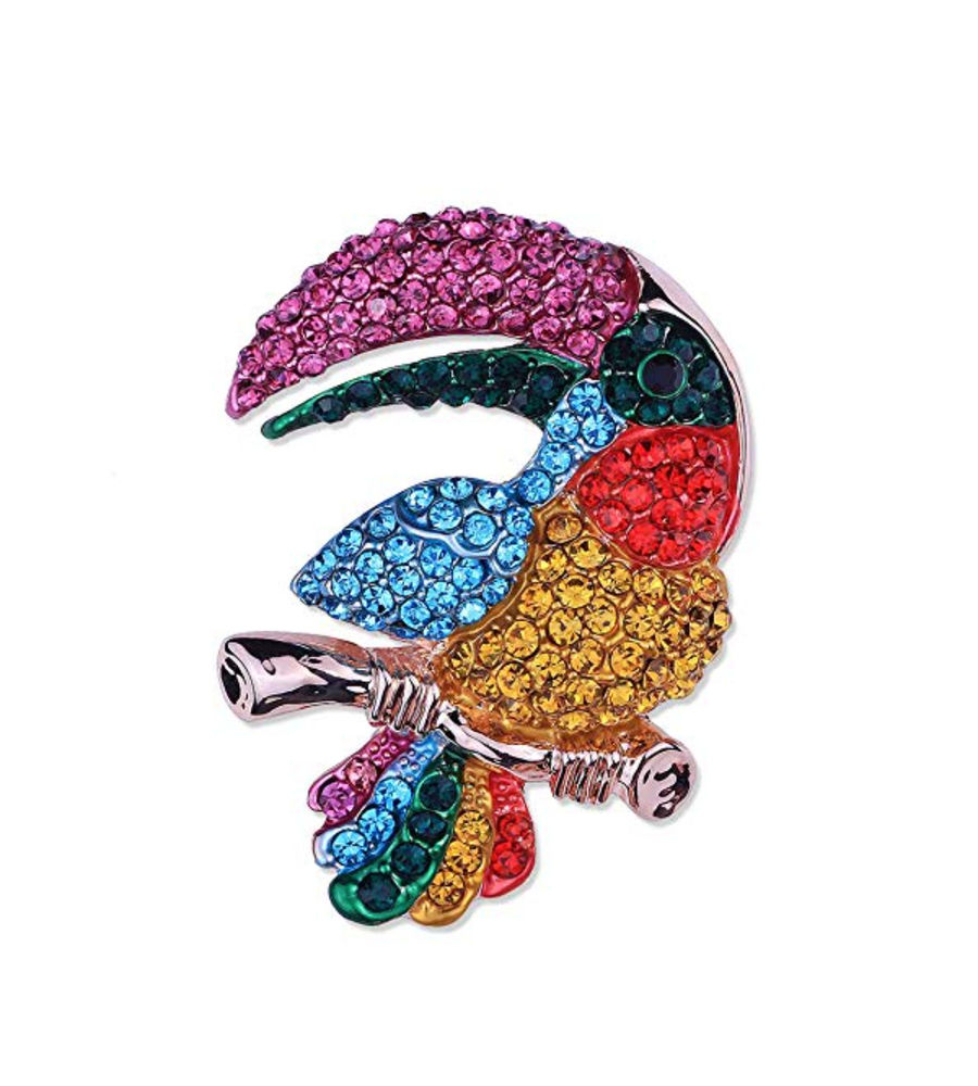 YouBella Jewellery Latest Stylish Crystal Unisex Bird Shape Brooch for Women/Girls/Men (Silver)