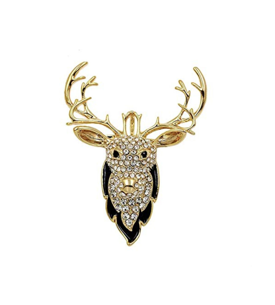 YouBella Stylish Crystal Jewellery Gold Plated Brooches for Women (Black) (YB_Brooch_97)