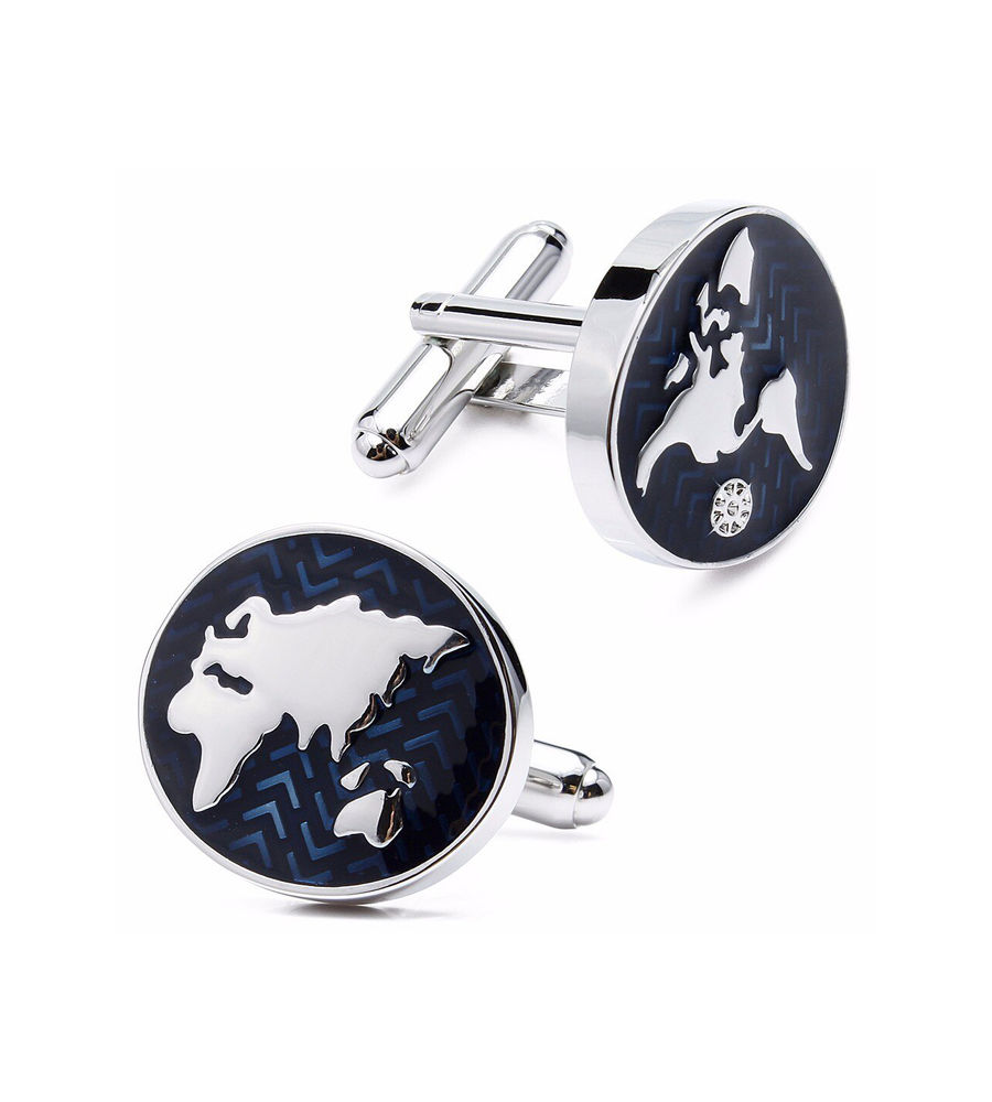 YouBella Jewellery World Map Blue Cufflink for Men and Boys, Gifts for Men and Boys