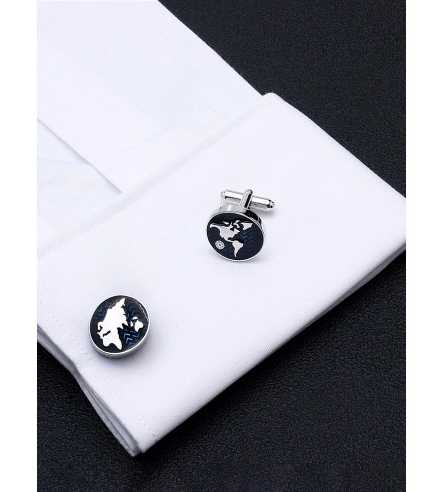 YouBella Jewellery World Map Blue Cufflink for Men and Boys, Gifts for Men and Boys