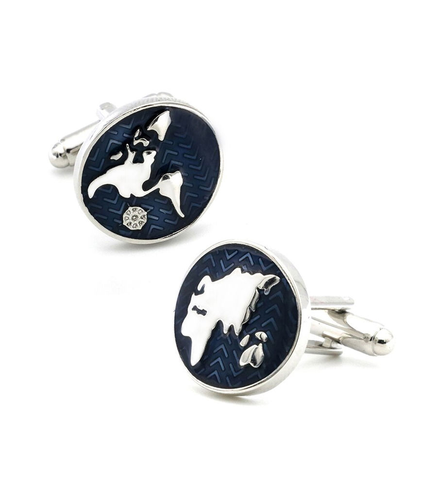 YouBella Jewellery World Map Blue Cufflink for Men and Boys, Gifts for Men and Boys