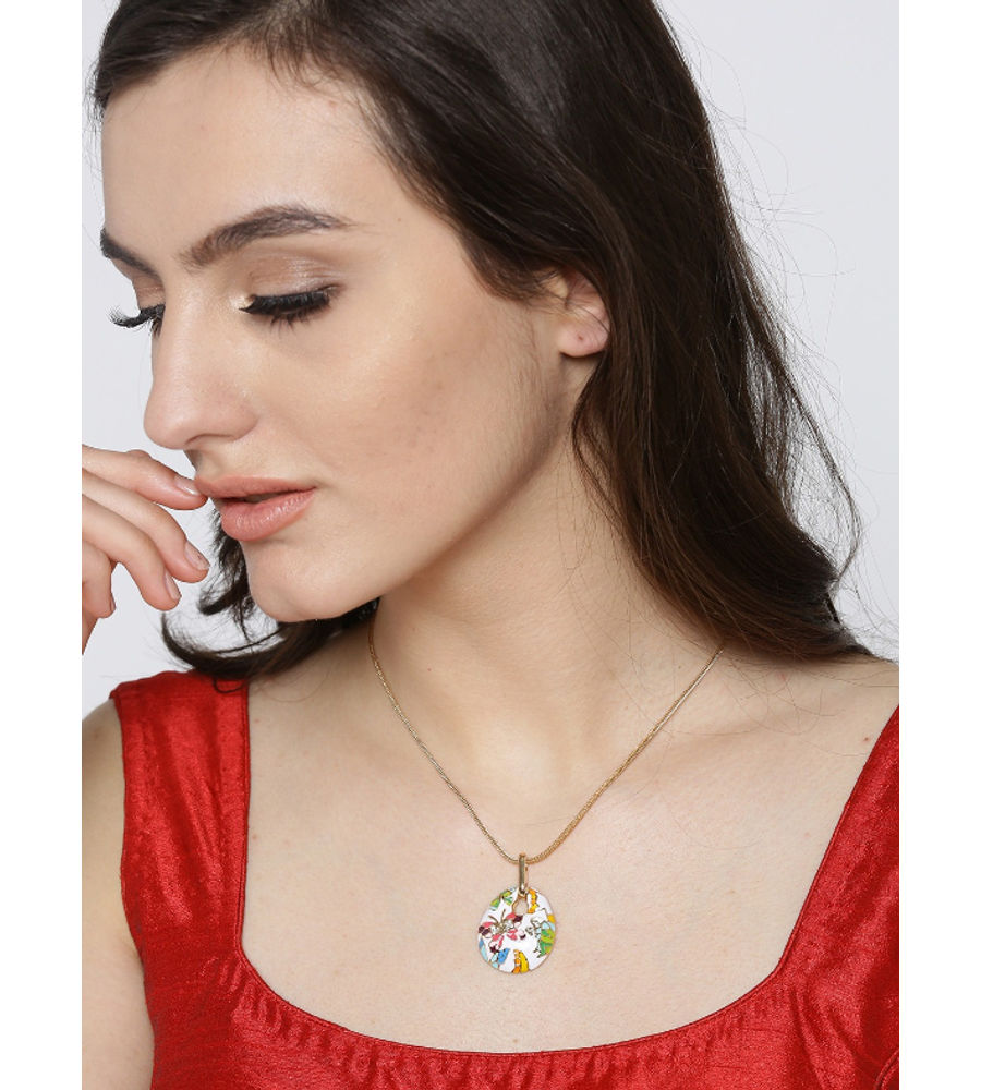 YouBella Multicoloured Stone-Studded Pendant with Chain