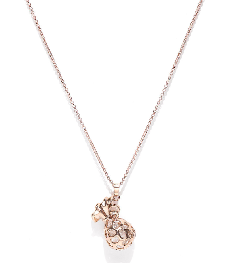 YouBella Rose Gold-Toned Potli-Shaped Pendant with Chain