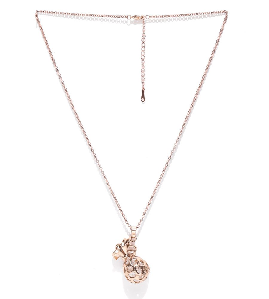 YouBella Rose Gold-Toned Potli-Shaped Pendant with Chain