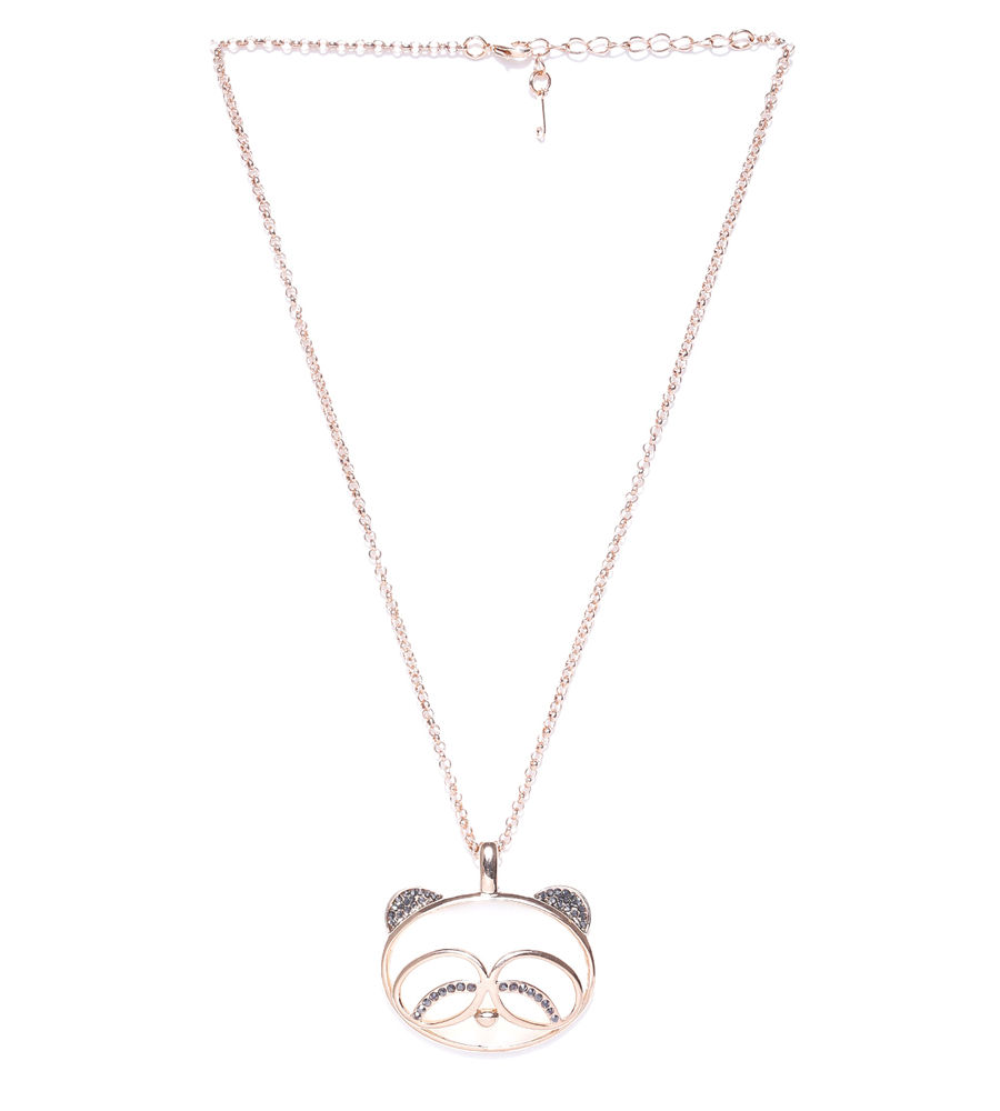 YouBella Off-White  Gold-Toned Stone-Studded Pendant with Chain