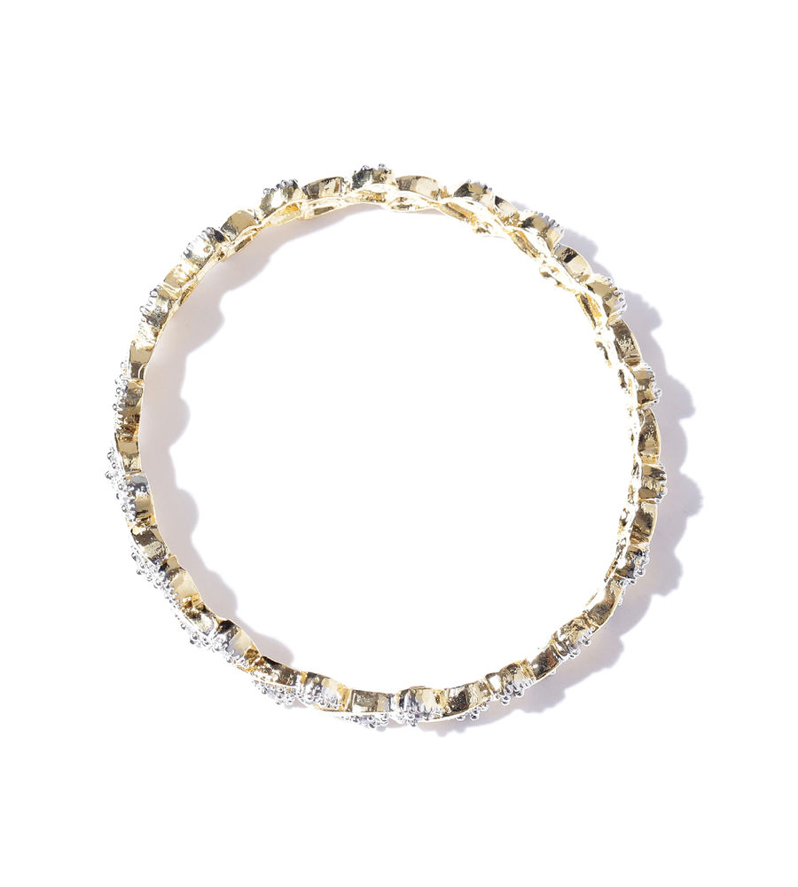 YouBella Set of 2 Silver-Toned  Gold-Toned Stone-Studded Bangles