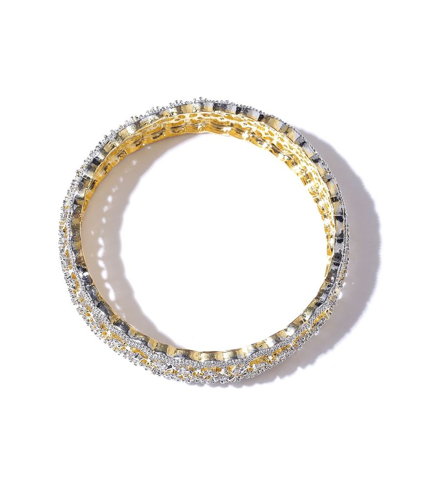 YouBella Set of 2 Silver  Gold-Toned Stone-Studded Bangles