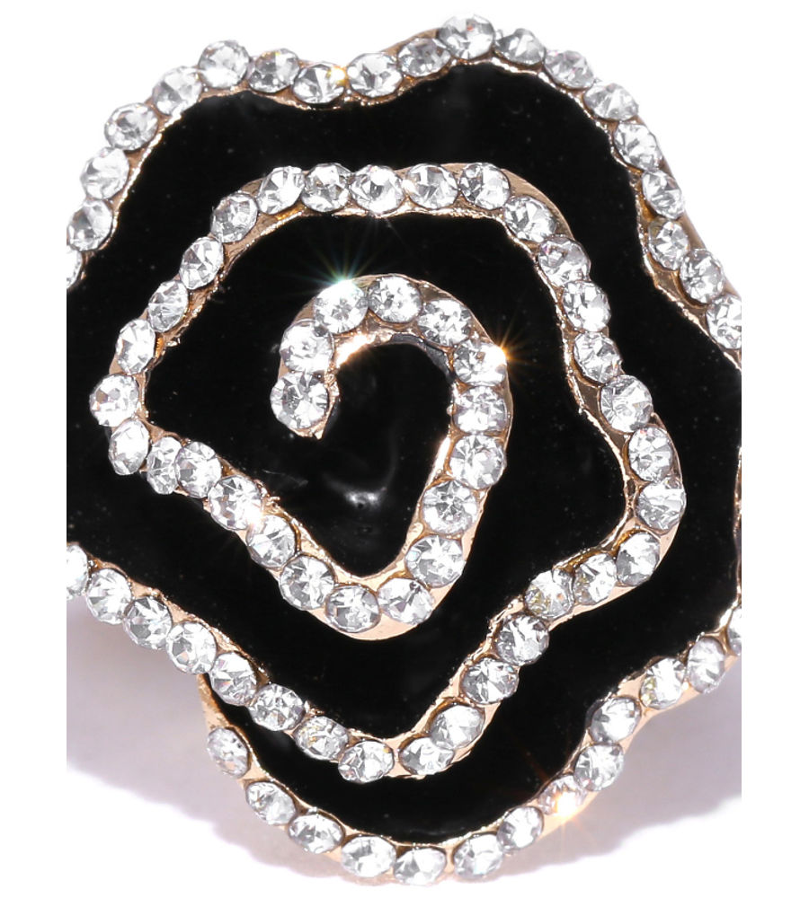 YouBella Black  Gold-Toned Stone-Studded Adjustable Ring