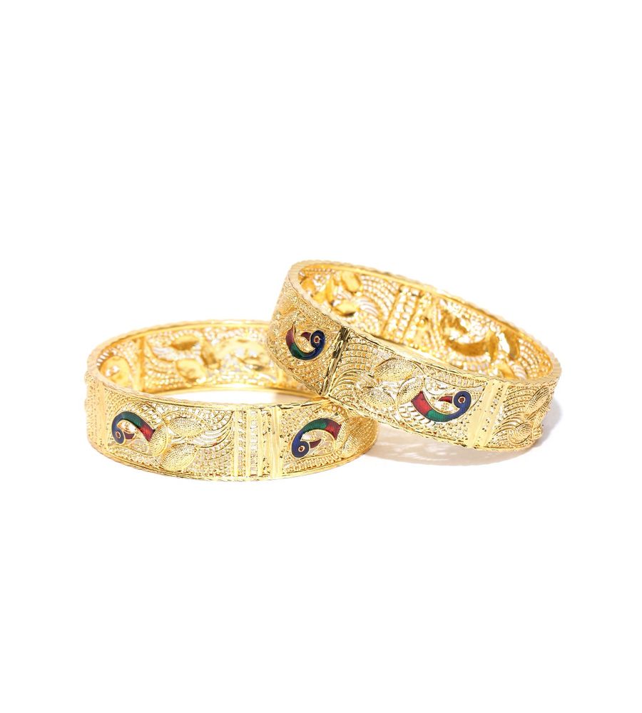 YouBella Set of 2 Gold-Toned Textured Bangles