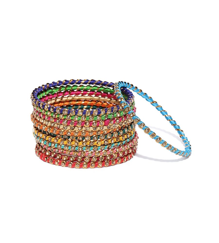 YouBella Set of 12 Multicoloured Stone-Studded Bangles