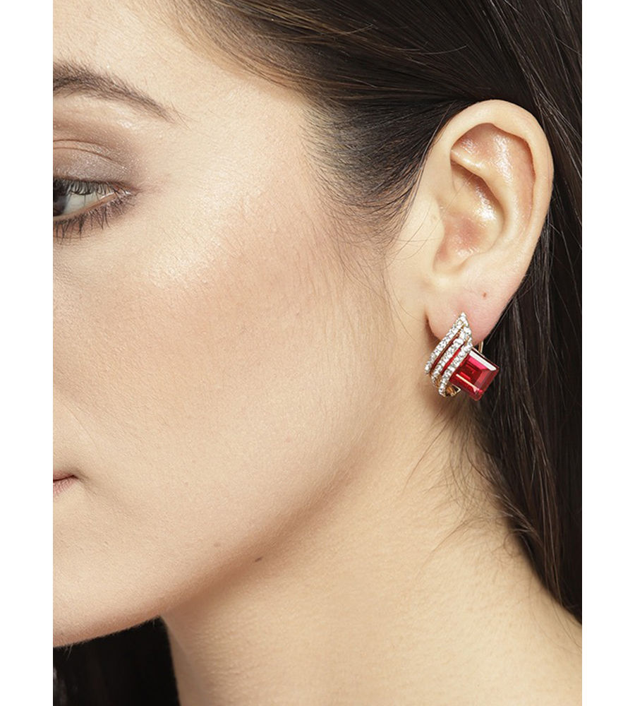 YouBella Red Gold-Plated Contemporary Studs