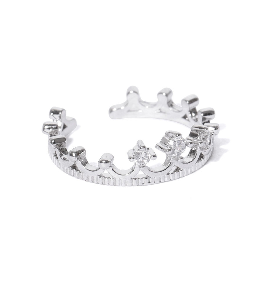 YouBella Women Silver-Toned Stone-Studded Adjustable Ring