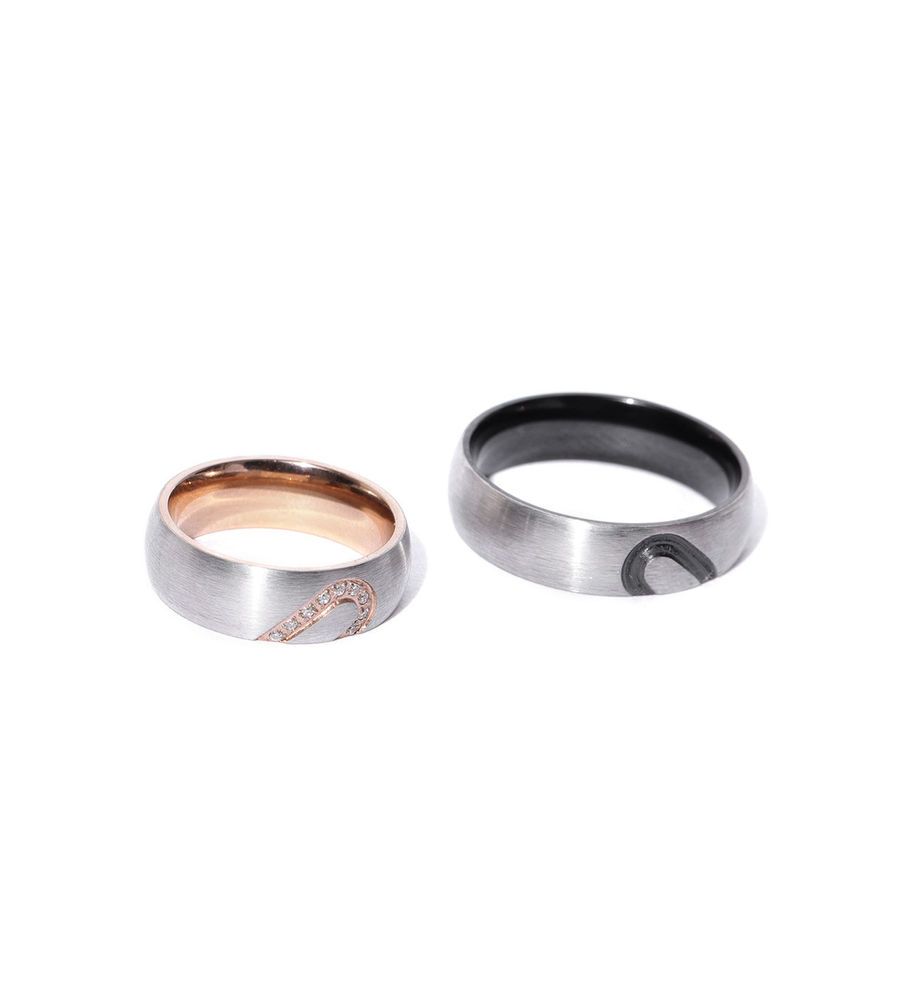 YouBella Silver-Toned Couple Ring Set