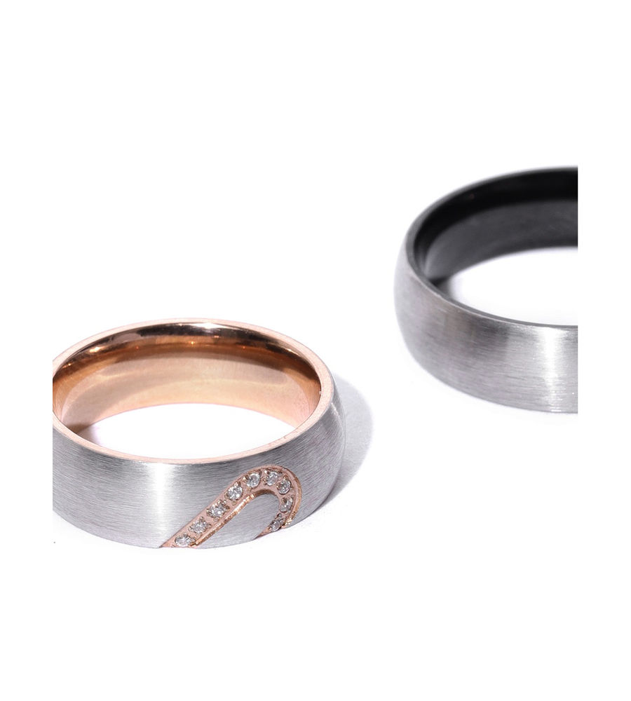 YouBella Silver-Toned Couple Ring Set