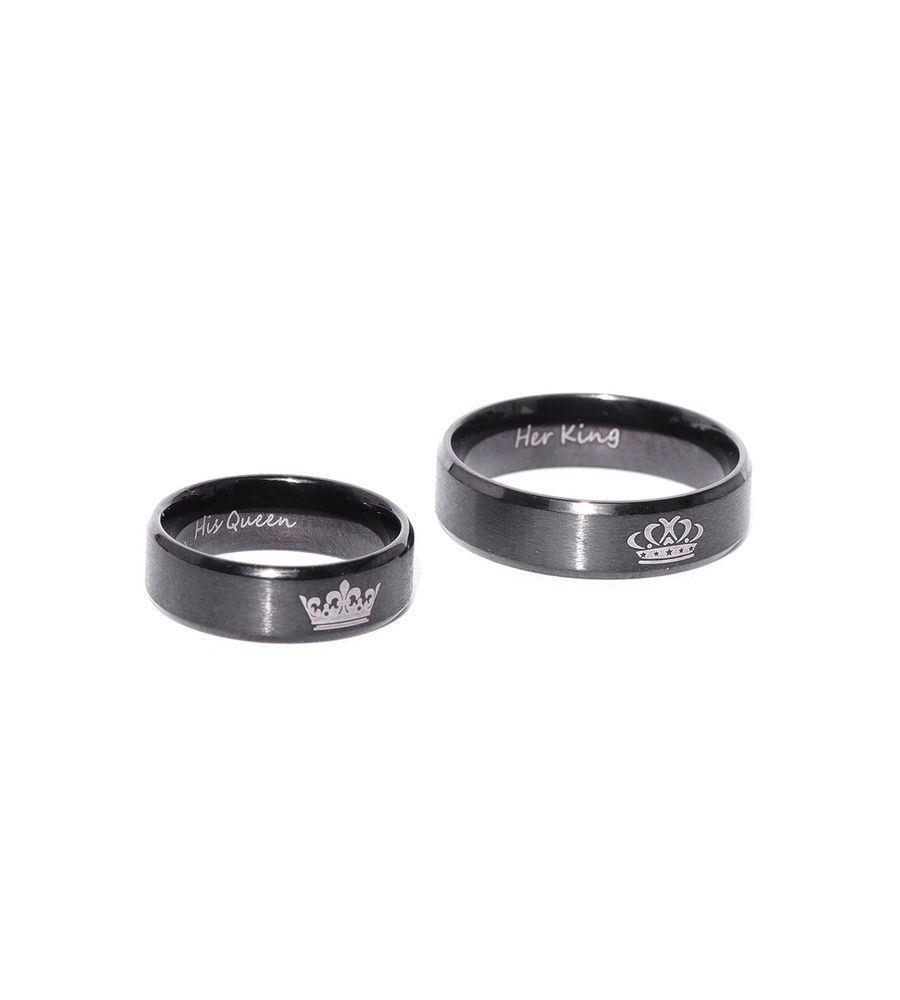 YouBella Gunmetal-Toned Couple Ring Set