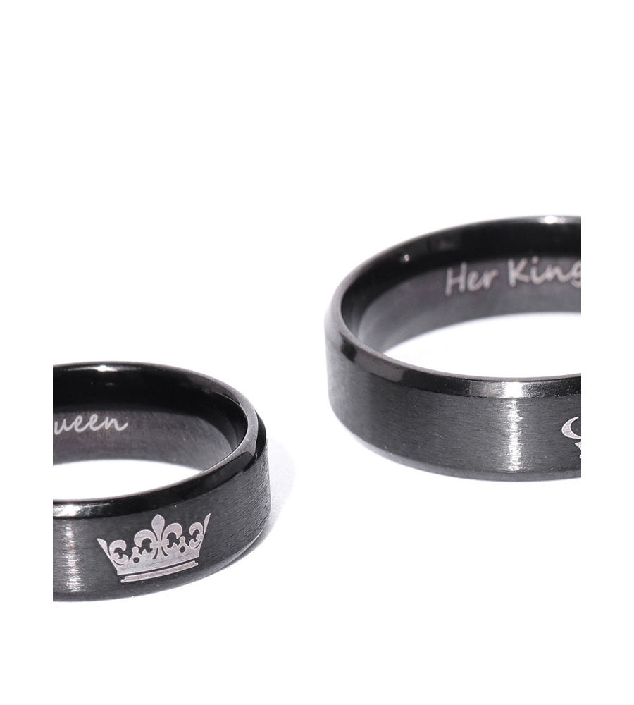 YouBella Gunmetal-Toned Couple Ring Set