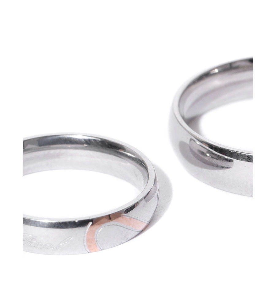 YouBella Silver-Toned Couple Ring Set