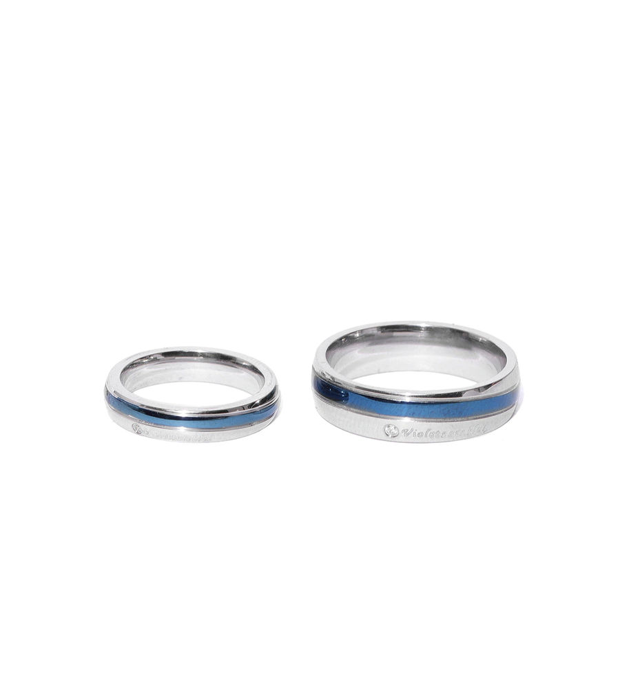 YouBella Blue  Silver-Toned Couple Ring Set