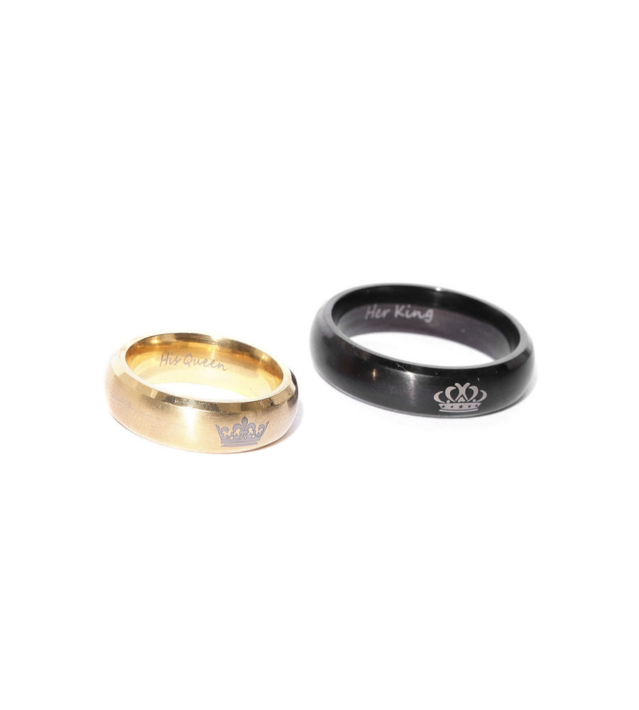 YouBella Black  Gold-Toned Couple Ring Set