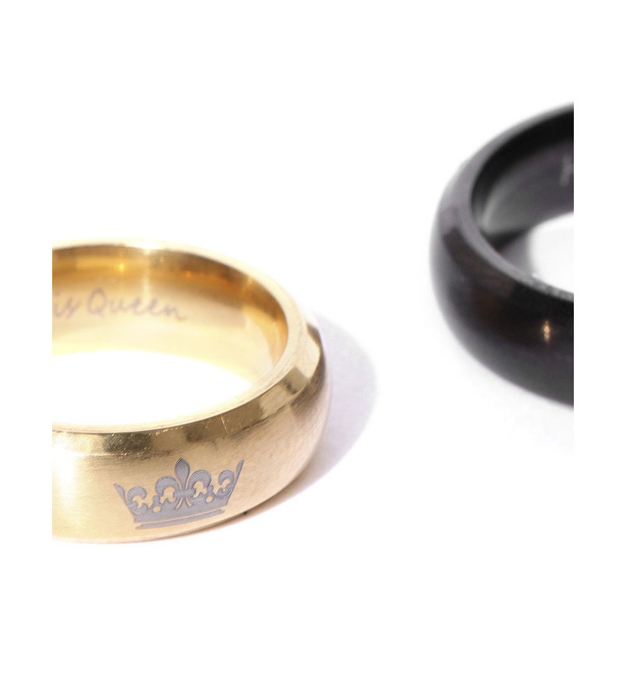 YouBella Black  Gold-Toned Couple Ring Set