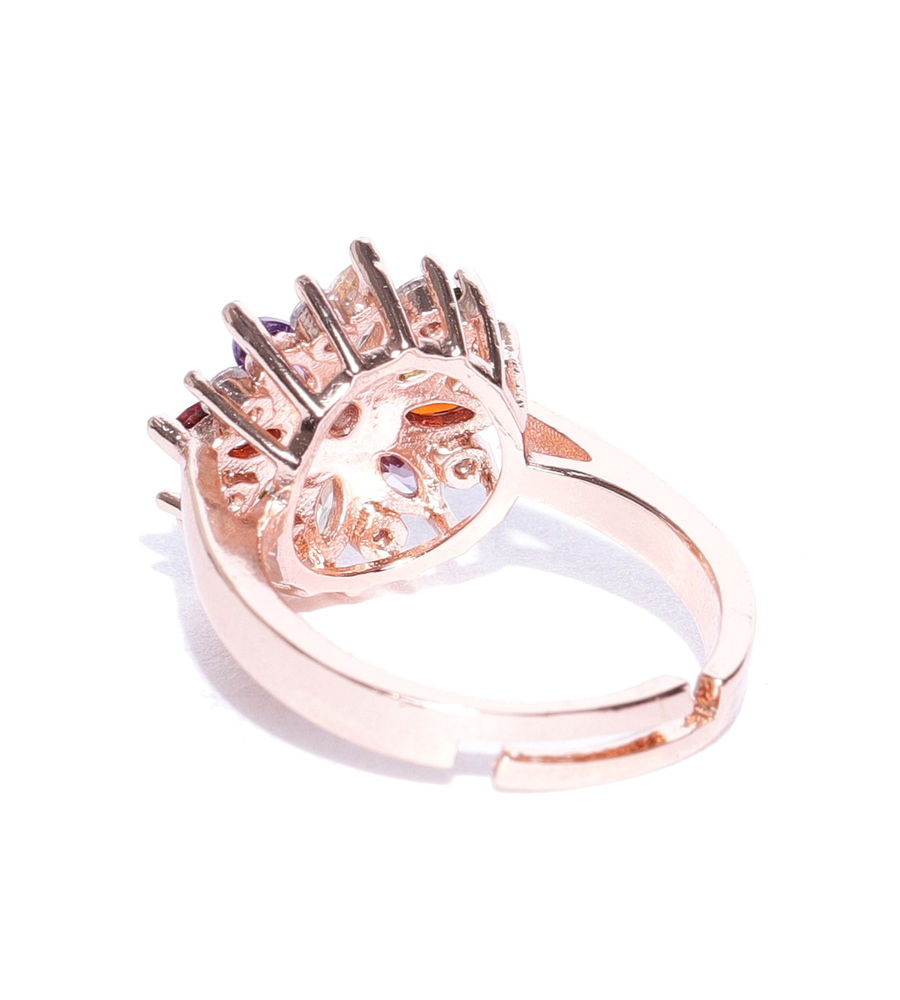 YouBella Women Rose Gold-Toned Stone-Studded Adjustable Ring