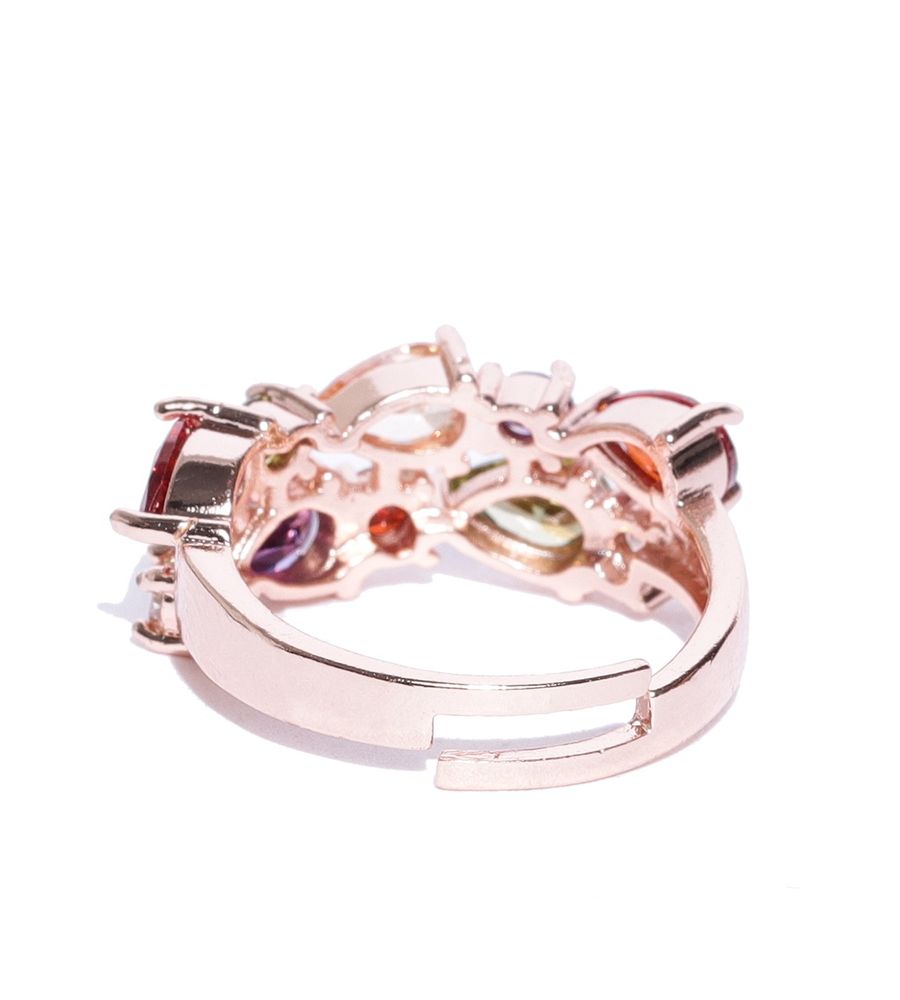 YouBella Women Rose Gold-Toned Stone-Studded Adjustable Ring