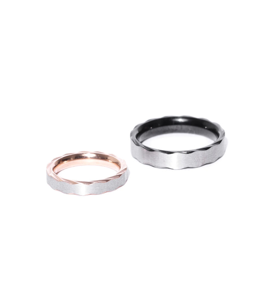 YouBella Silver-Toned Stone-Studded Couple Ring Set