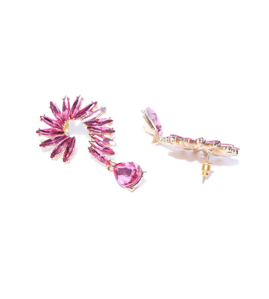 YouBella Pink Gold-Plated Spiked Drop Earrings