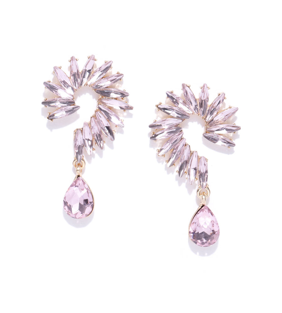 YouBella Lavender Gold-Plated Spiked Drop Earrings