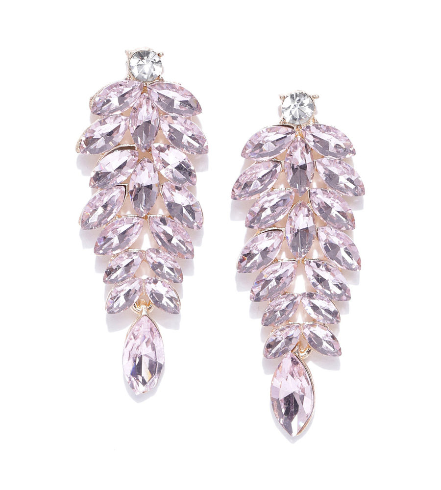 YouBella Pink Gold-Plated Stone-Studded Drop Earrings