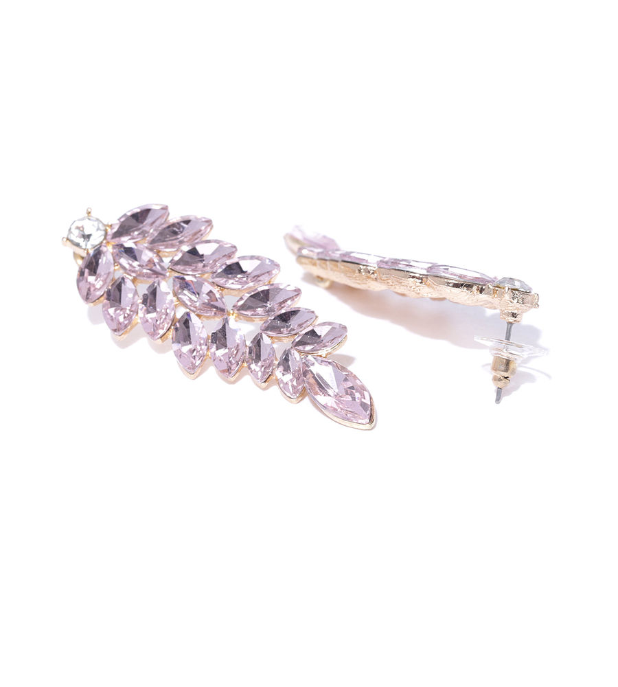 YouBella Pink Gold-Plated Stone-Studded Drop Earrings