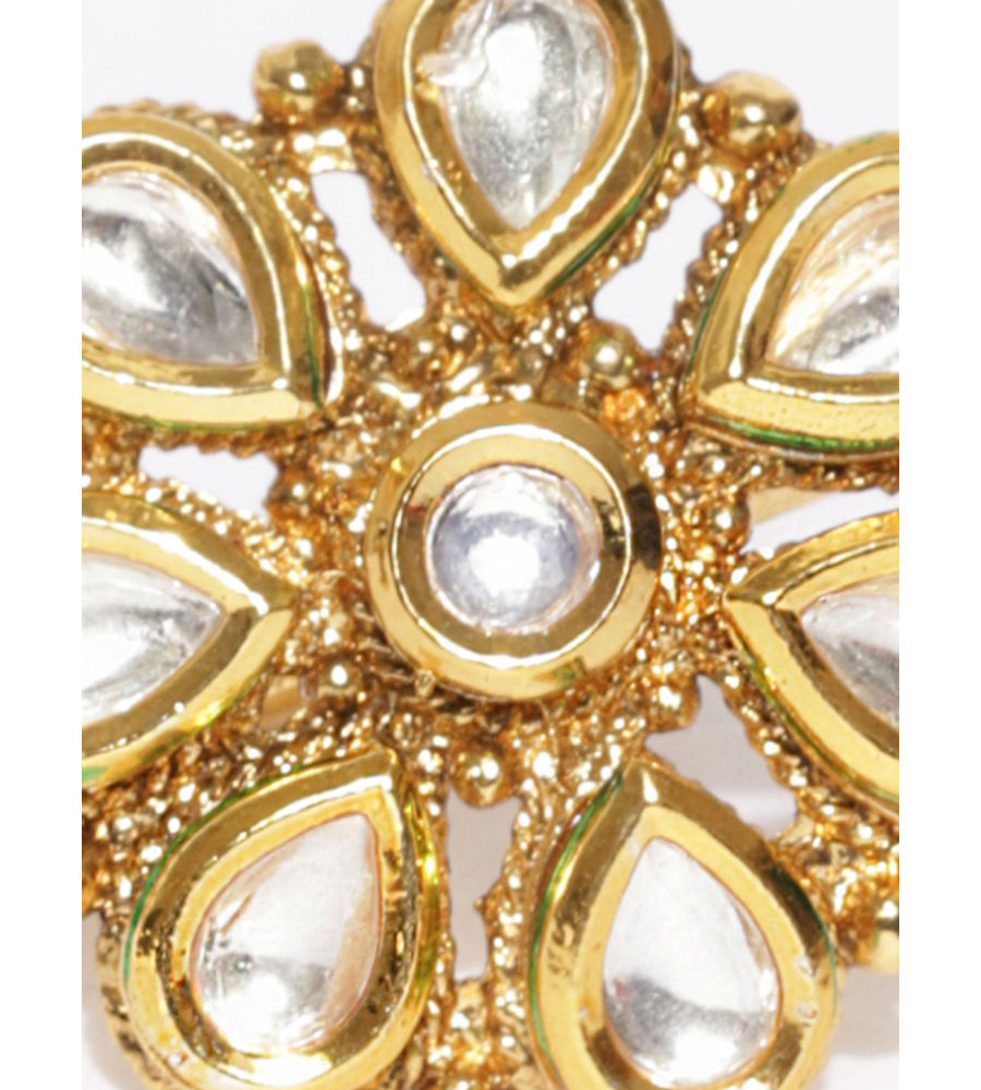 YouBella Women Gold-Plated Stone-Studded Floral Adjustable Ring