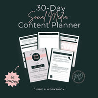 30 Day Social Media Content Planner | Workbook for Social Media | Productivity Planner | Daily Content Planner