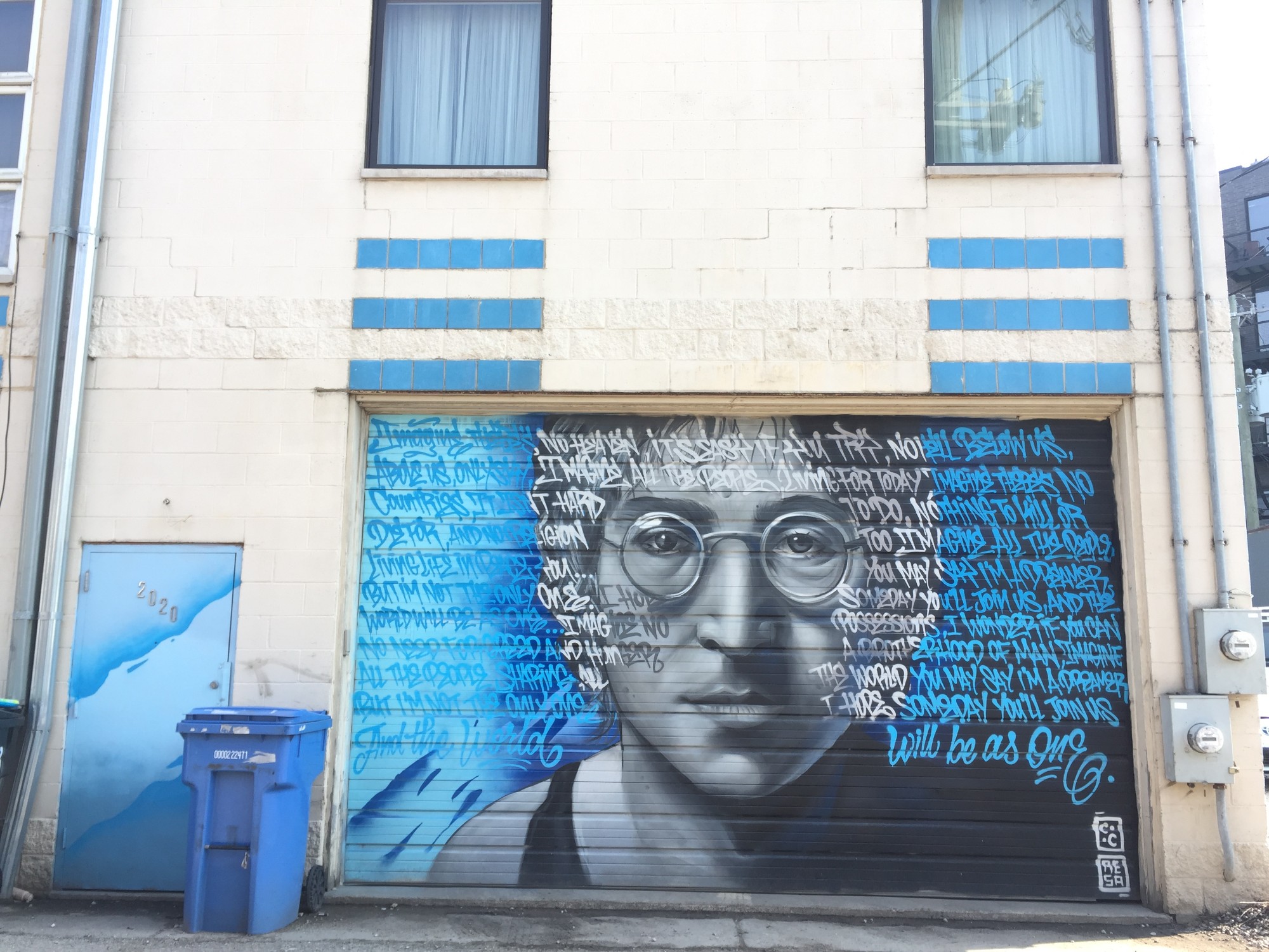 mural in Chicago by artist Menace Resa. Tagged: John Lennon, music