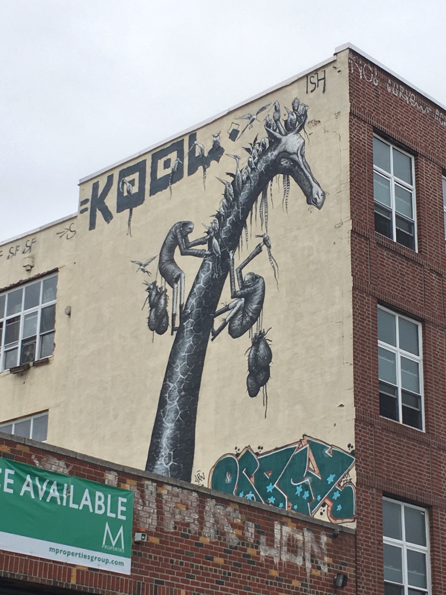mural in Brooklyn by artist Phlegm.
