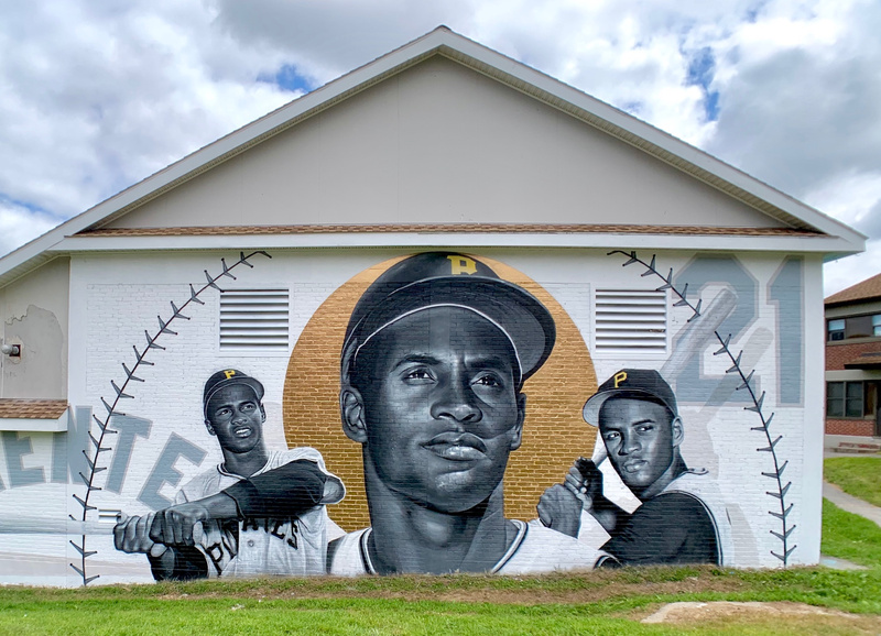 mural in Worcester by artist Jeks. Tagged: baseball, Roberto Clemente