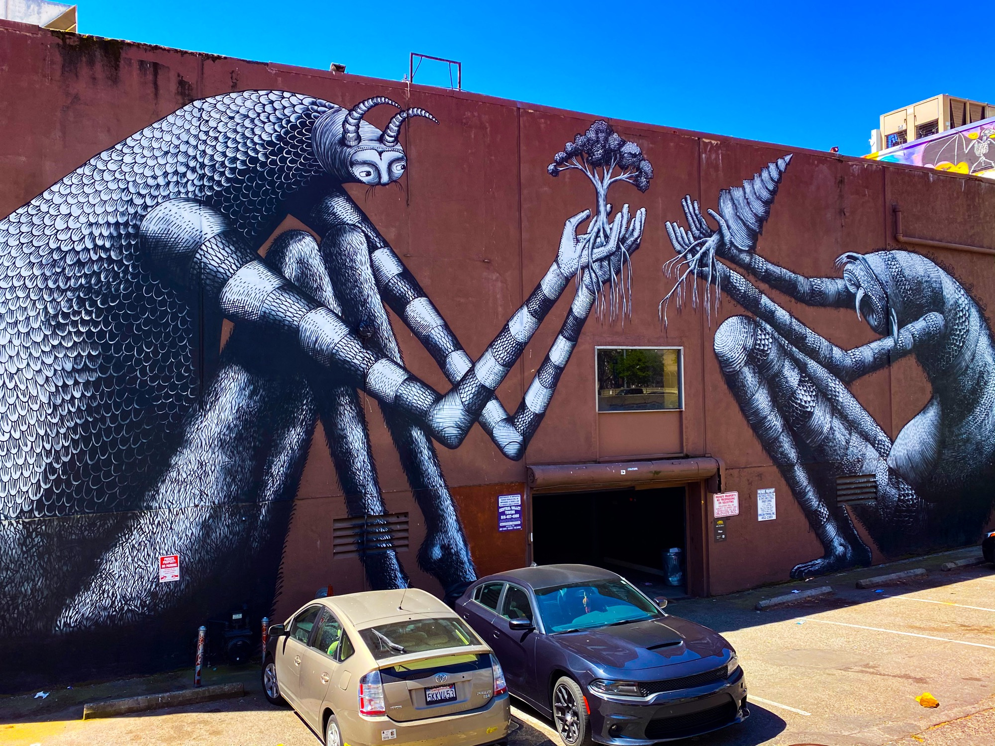mural in Sacramento by artist Phlegm.