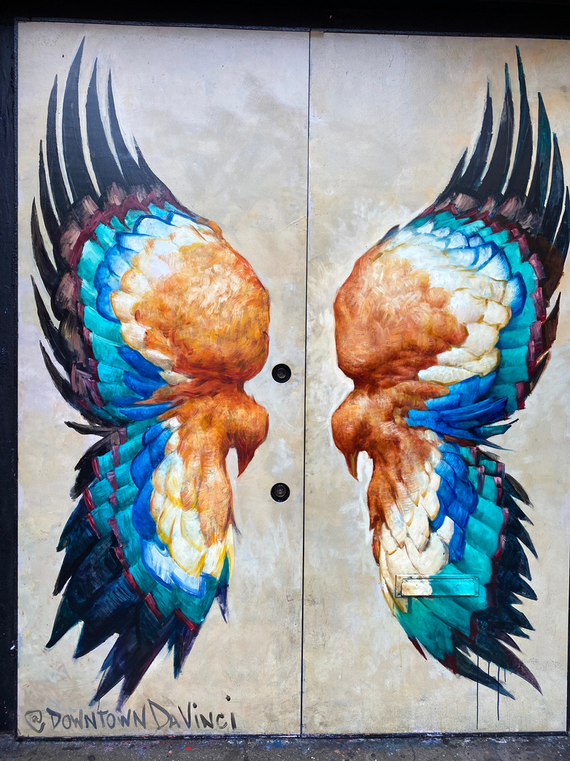 mural in New York by artist unknown. Tagged: wings