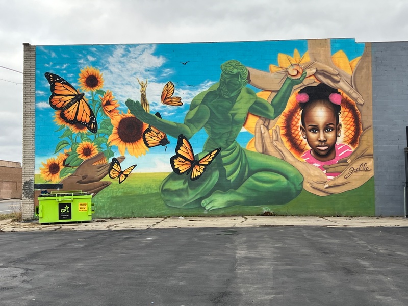 mural in Highland Park by artist Fel