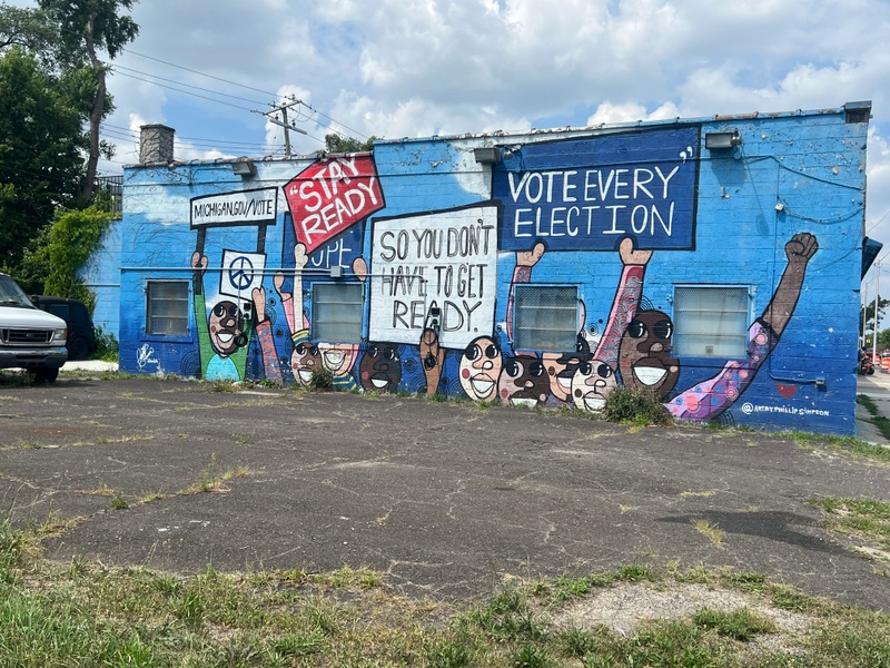 mural in Detroit by artist Phillip Simpson.