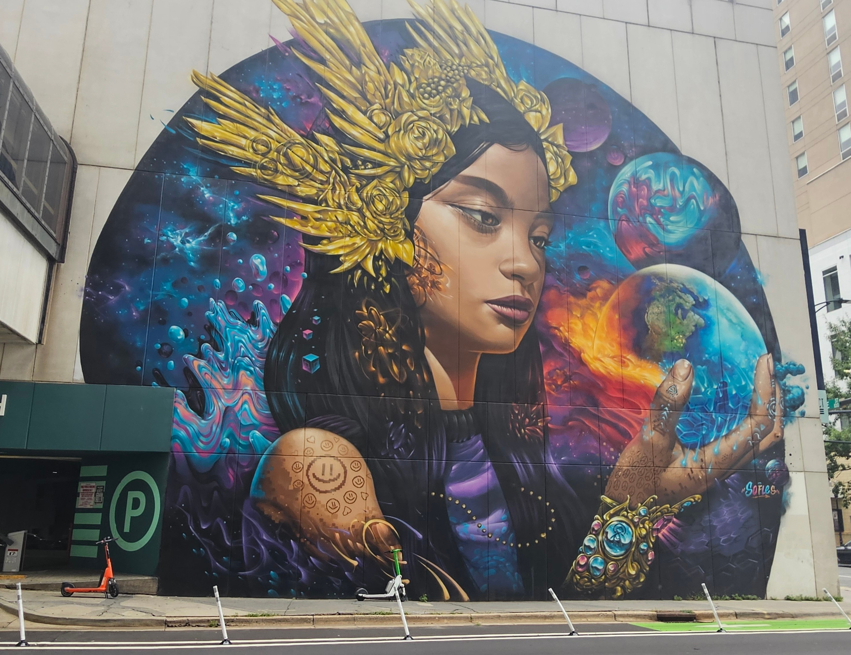 mural in Charlotte by artist Sofles.