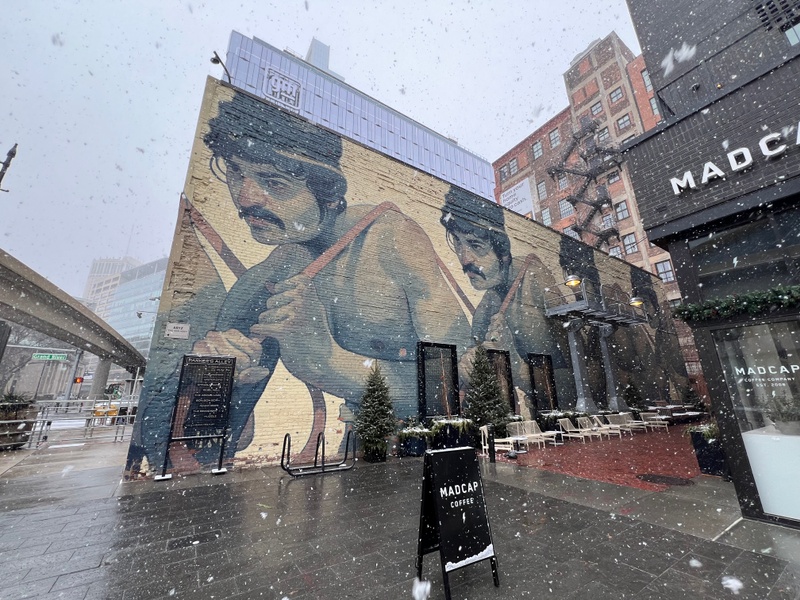 mural in Detroit by artist Aryz.