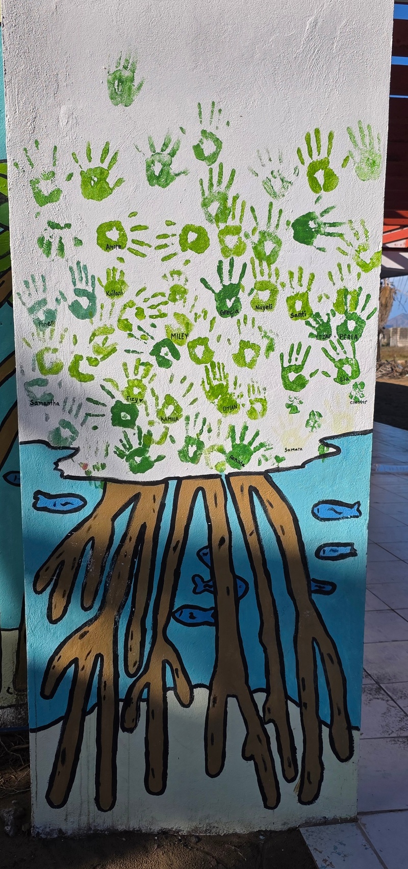 mural in Puerto San Carlos by artist unknown.