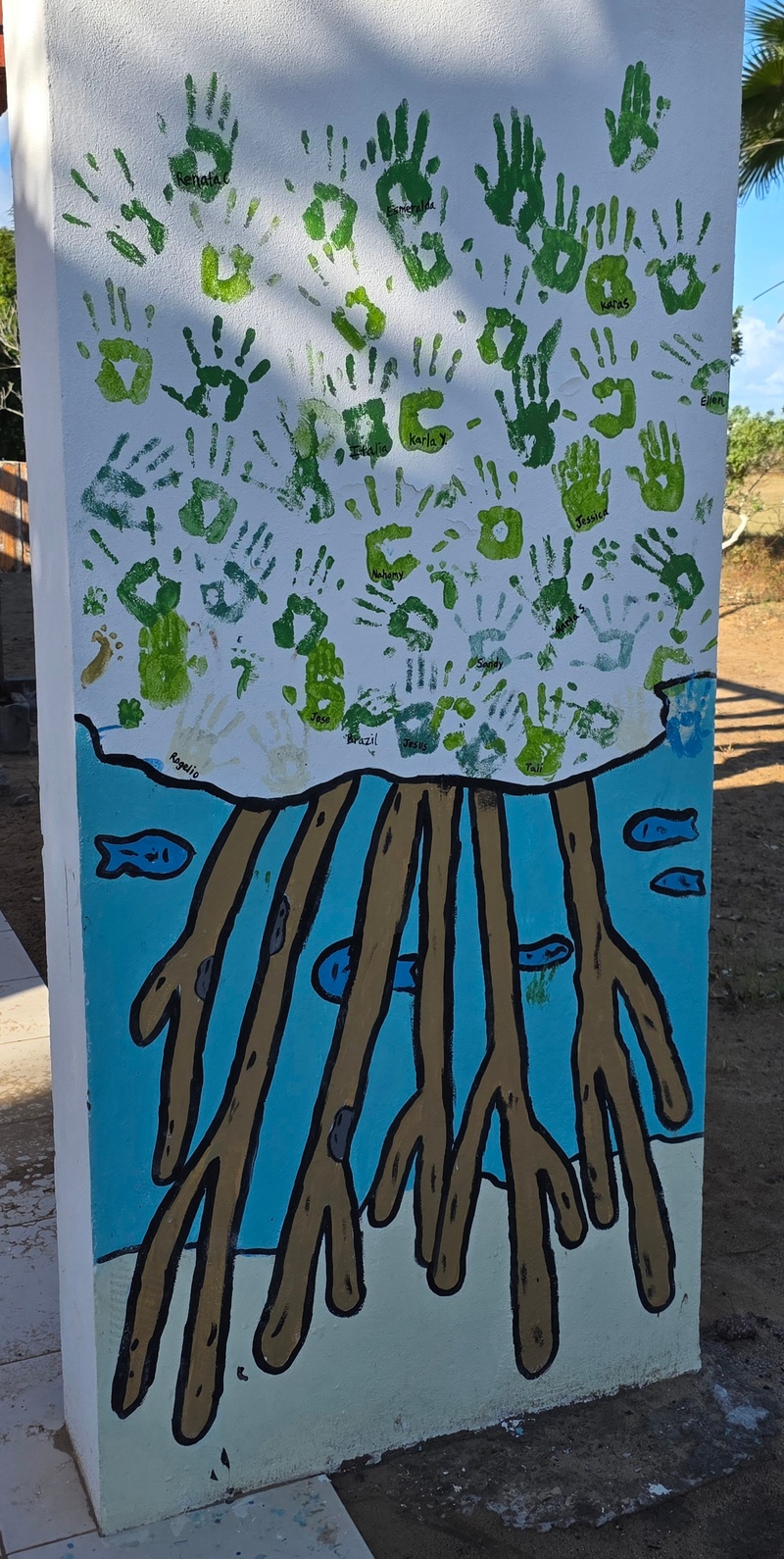 mural in Puerto San Carlos by artist unknown.